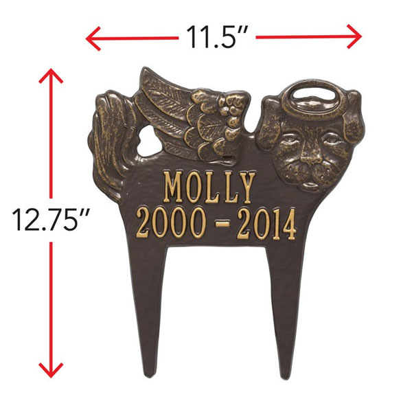 Guardian Angel Pet Dog Memorial Lawn Plaque-Black/Gold - Image 2